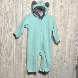COLUMBIA KIDS BABY TINY BEAR FLEECE BUNTING sz 6-12 MONTHS BLUE